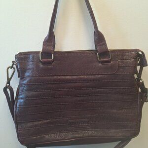 Dark Eggplant Purple Leather Nino Bossi Crossbody/Satchel NWOT